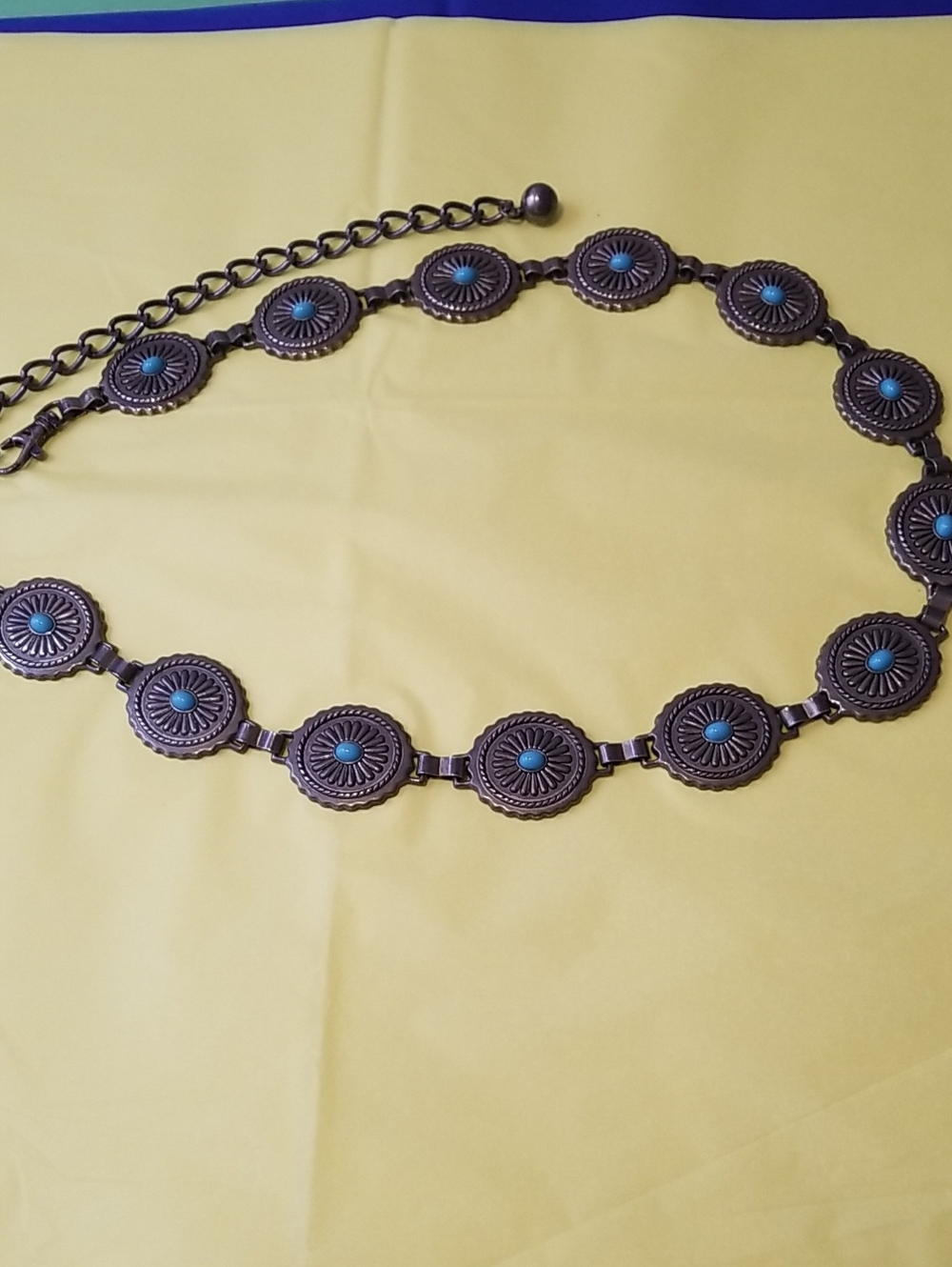 Machine Stamped Silver plated womens Concho Belt Length Is 38.5" Length EUC